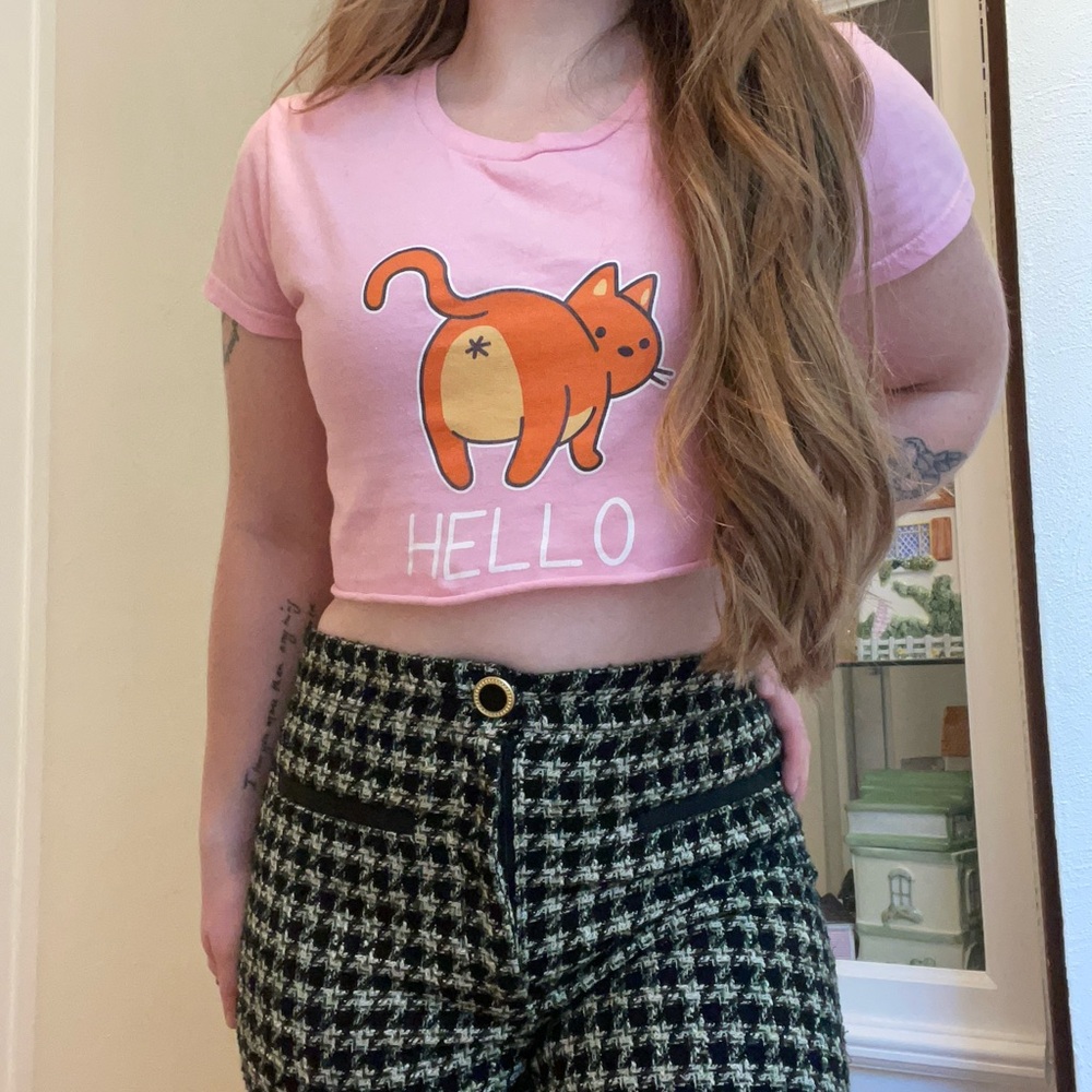 Pink Cat Graphic T-Shirt